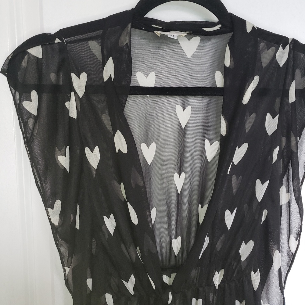 Lashes • Sheer Black & White Hearts Blouse